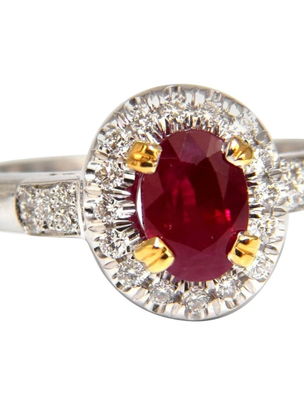 GIA Certified 1.63ct Burma Natural Ruby Diamond Ring 18kt Vivid Red*